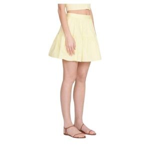 New Staud Sea Stretch Cotton Mini Skirt Ruffle Tiered Sunray Yellow NWOT
